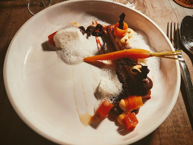 Zbliżenie na talerz z daniem głównym